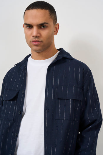 Men's blue pinstripe shirt - 4