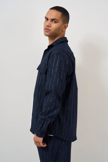 Men's blue pinstripe shirt - 7