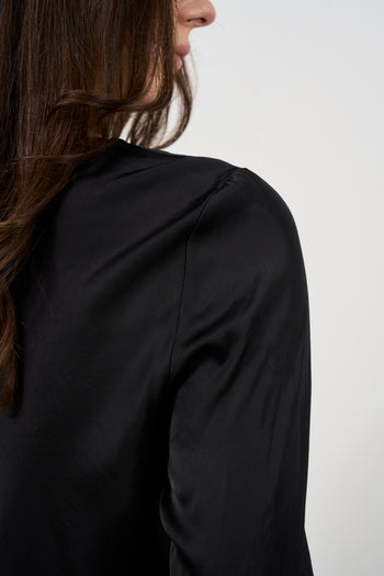 Women's black crew neck blouse - 6