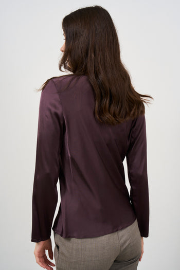 Blusa donna marrone girocollo - 4