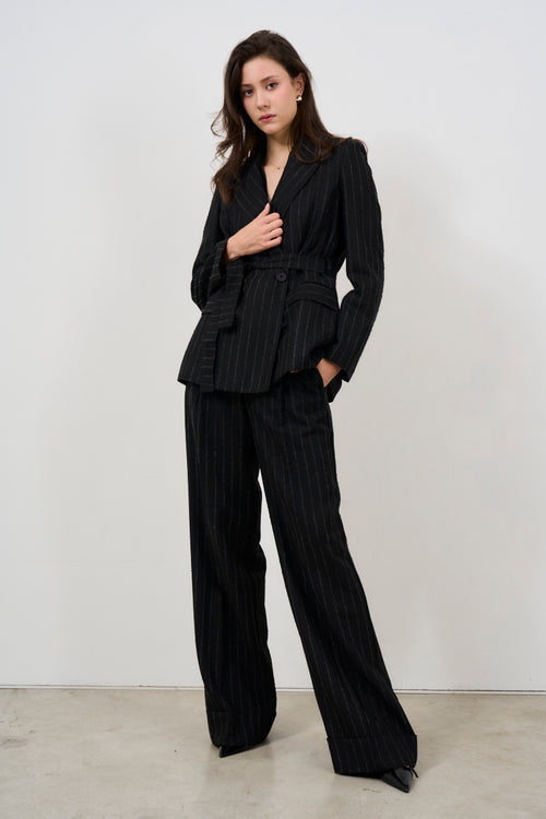 Women's double-breasted blazer with belt