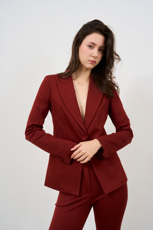 Women's Single Breasted Burgundy Blazer