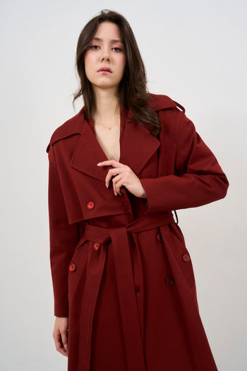 Women's burgundy trench coat - 3