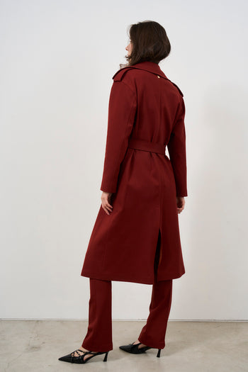 Women's burgundy trench coat - 4