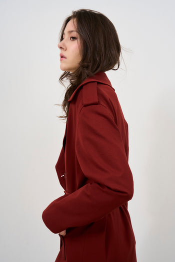 Women's burgundy trench coat - 5