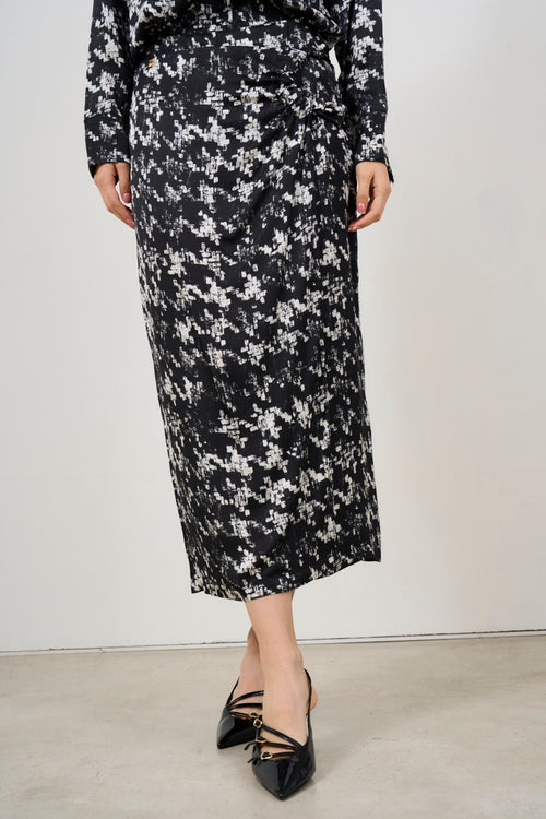 Black and white patterned midi skirt - 1