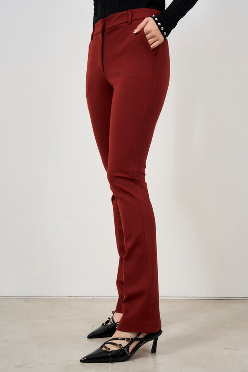 Burgundy skinny women's trousers - 2