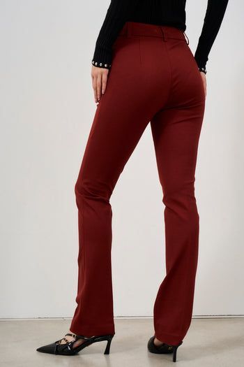 Burgundy skinny women's trousers - 4