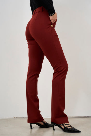 Burgundy skinny women's trousers - 5