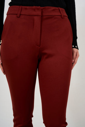 Burgundy skinny women's trousers - 7