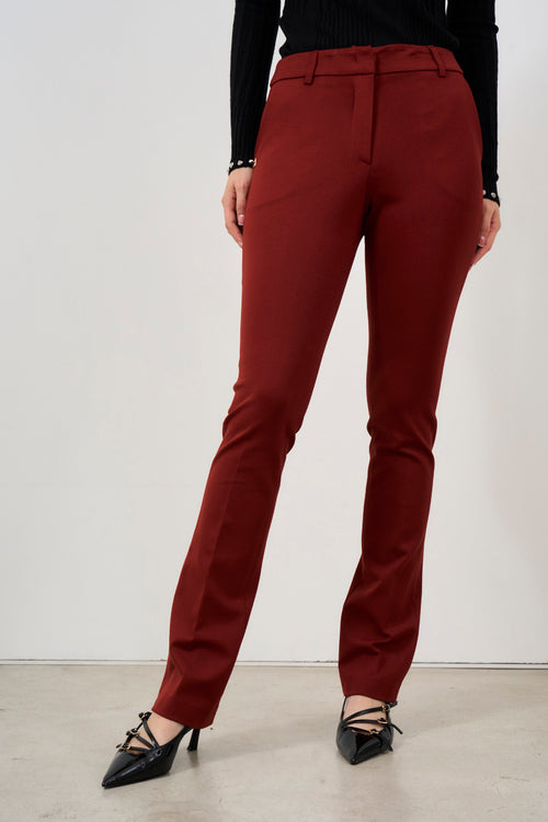 Burgundy skinny women's trousers - 1