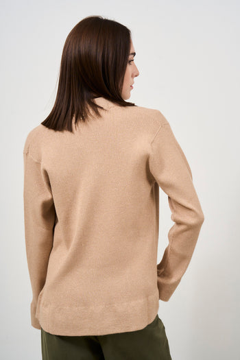 Beige women's lurex cardigan - 5