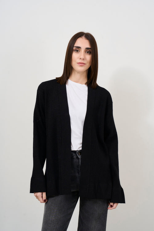 Women's black lurex cardigan