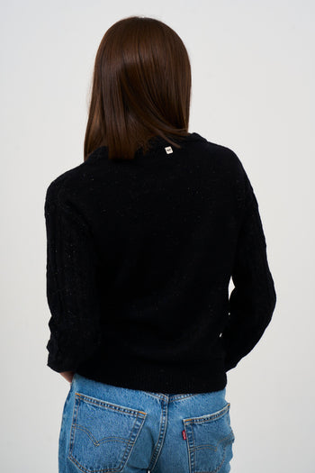 Women's black crew neck sweater - 5