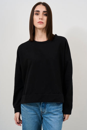 Women's black crew neck sweater - 8