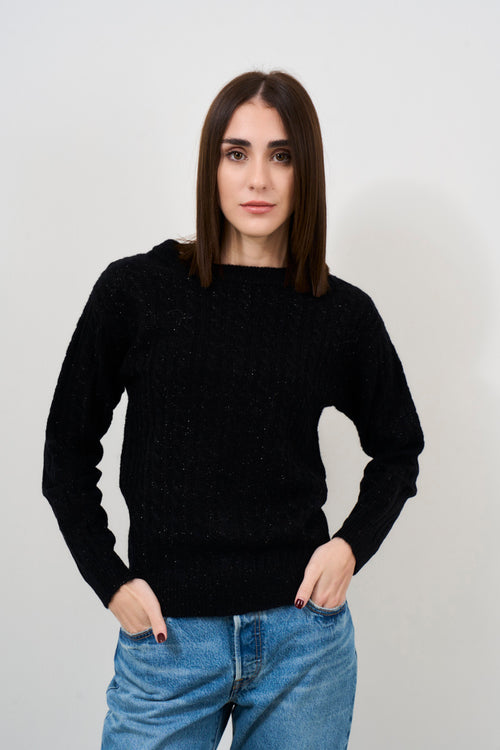 Women's black crew neck sweater