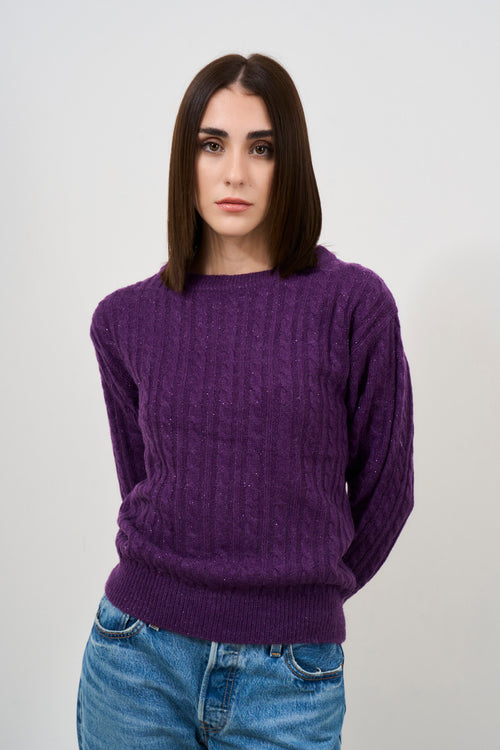 Maglia donna girocollo viola