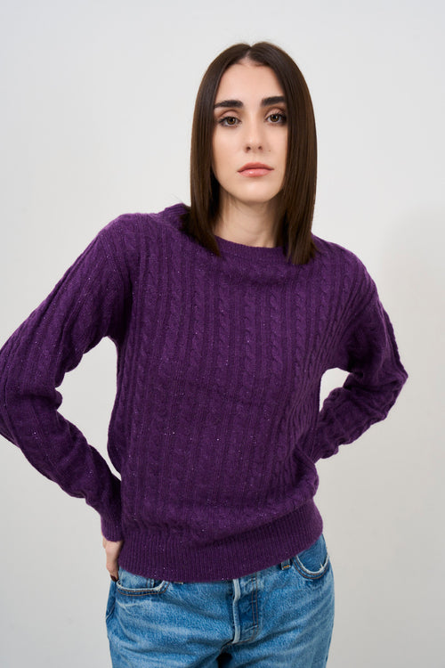 Maglia donna girocollo viola - 2