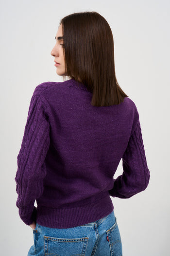 Maglia donna girocollo viola - 4