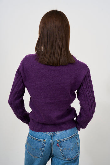 Maglia donna girocollo viola - 5