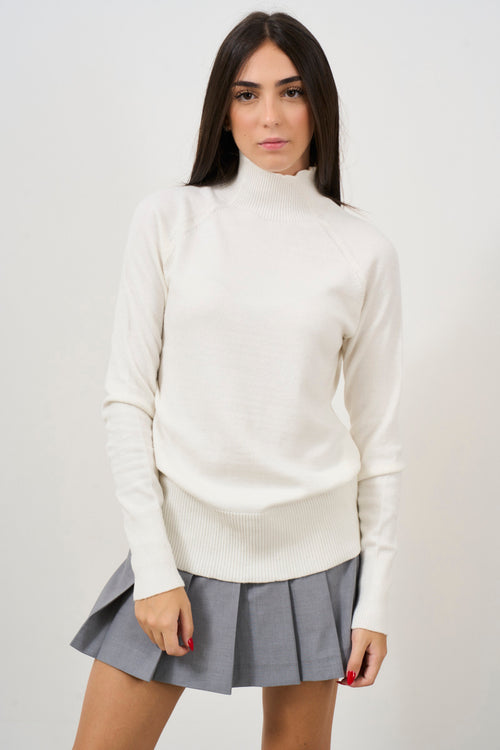 Women's high neck milk sweater - 1