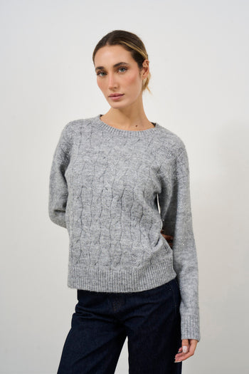 Maglia donna grigia con trecce - 3