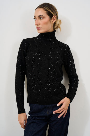 Women's black turtleneck sweater - 3