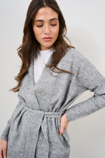 Gray women's cardigan with glitter - 3