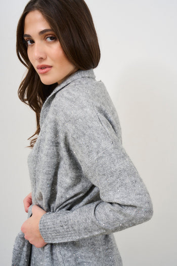 Gray women's cardigan with glitter - 7