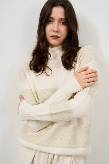 Beige high neck women's sweater - 4