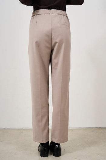 Carrot fit beige women's trousers - 5