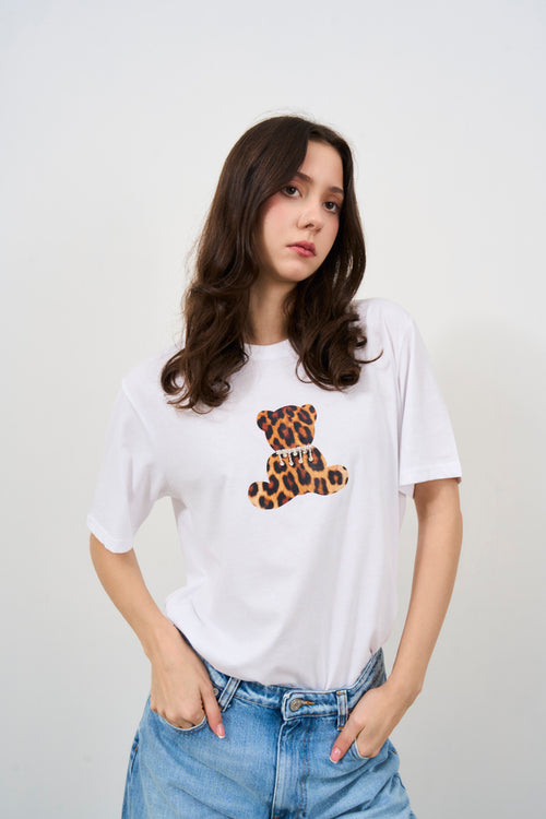 T-shirt donna bianca con stampa frontale - 2