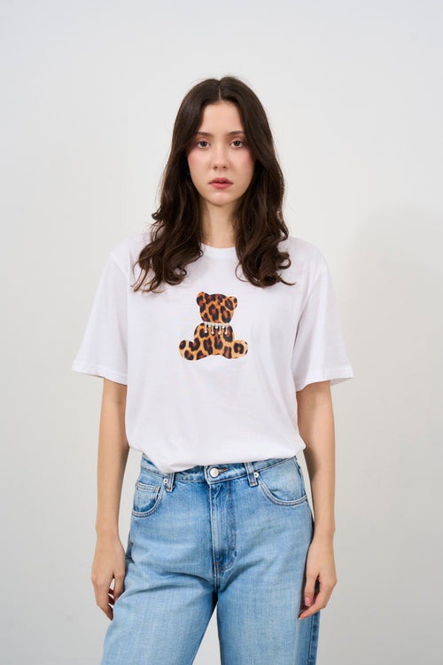 T-shirt donna bianca con stampa frontale