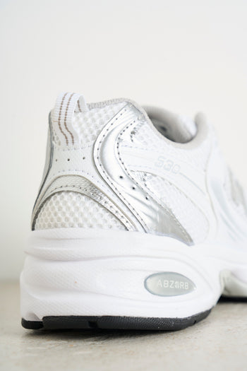 Women's white and silver running sneakers - 7