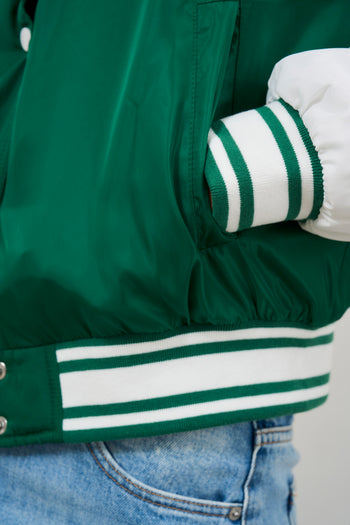 Green and white women's bomber jacket - 5