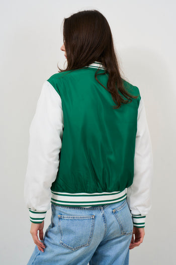 Green and white women's bomber jacket - 6