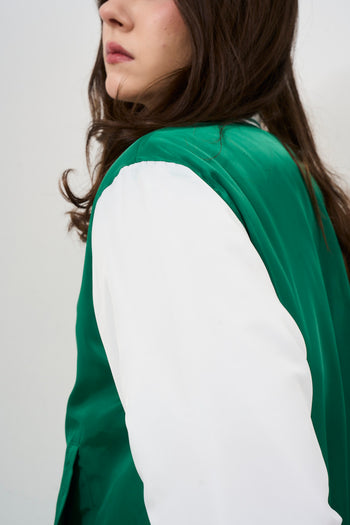 Green and white women's bomber jacket - 7