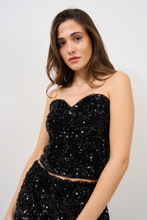 Top donna full paillettes nero - 2