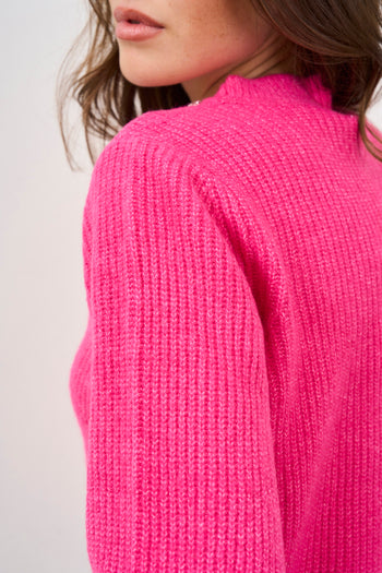 Maglia donna fucsia con strass - 6