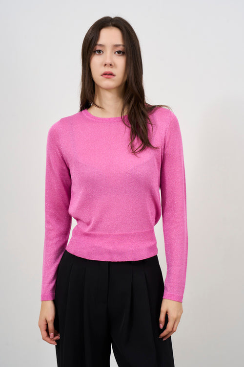 Women's pink bubble crew neck sweater