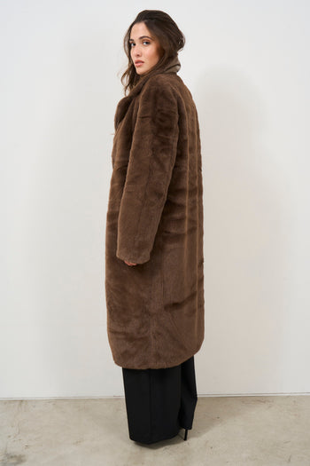 Women's brown faux fur coat - 5