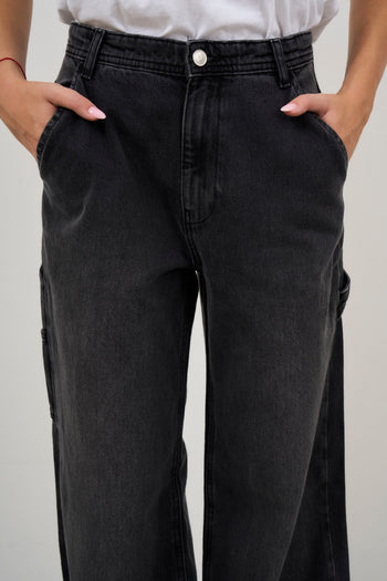 Dark grey cargo women's jeans - 9