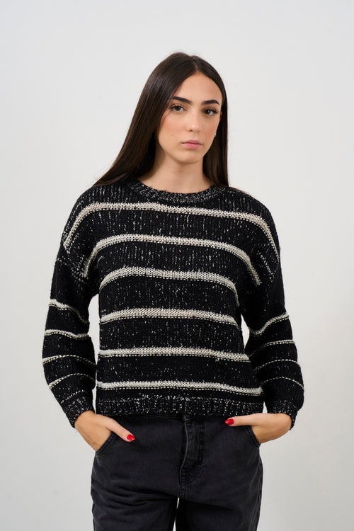 Women's black striped sweater