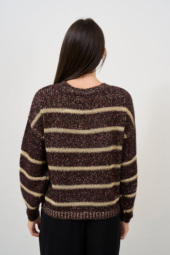 Women's brown and gold striped sweater - 4