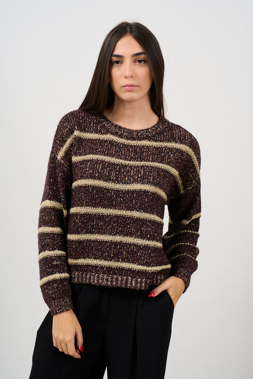 Women's brown and gold striped sweater