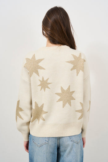 Women's cream sweater with star pattern - 4