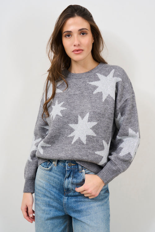 Women's grey sweater with star pattern