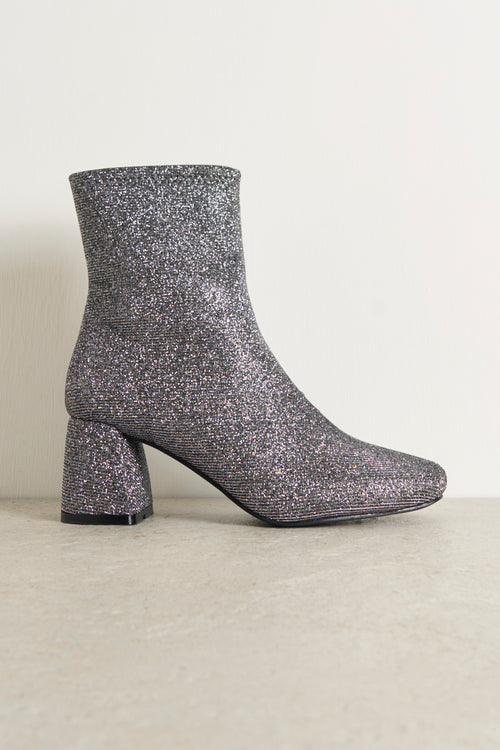 Stivaletto donna glitter argento