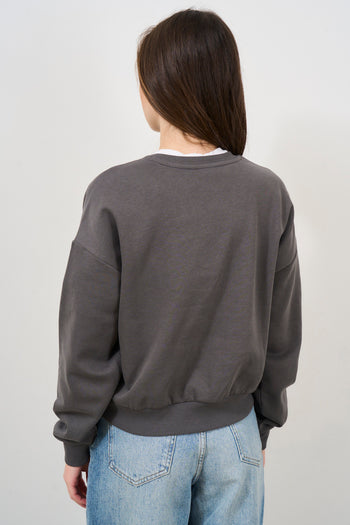 Women's sweatshirt anthracite grey pearl detail - 4