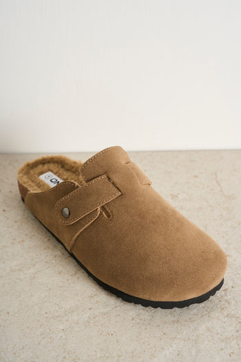 Taupe suede women's clogs - 3